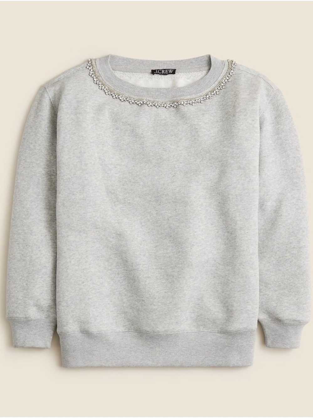 J.Crew heritage fleece crew neck with embellishments size MD